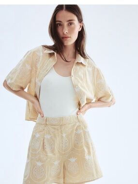 H&M Cream Pineapple Print Short Set